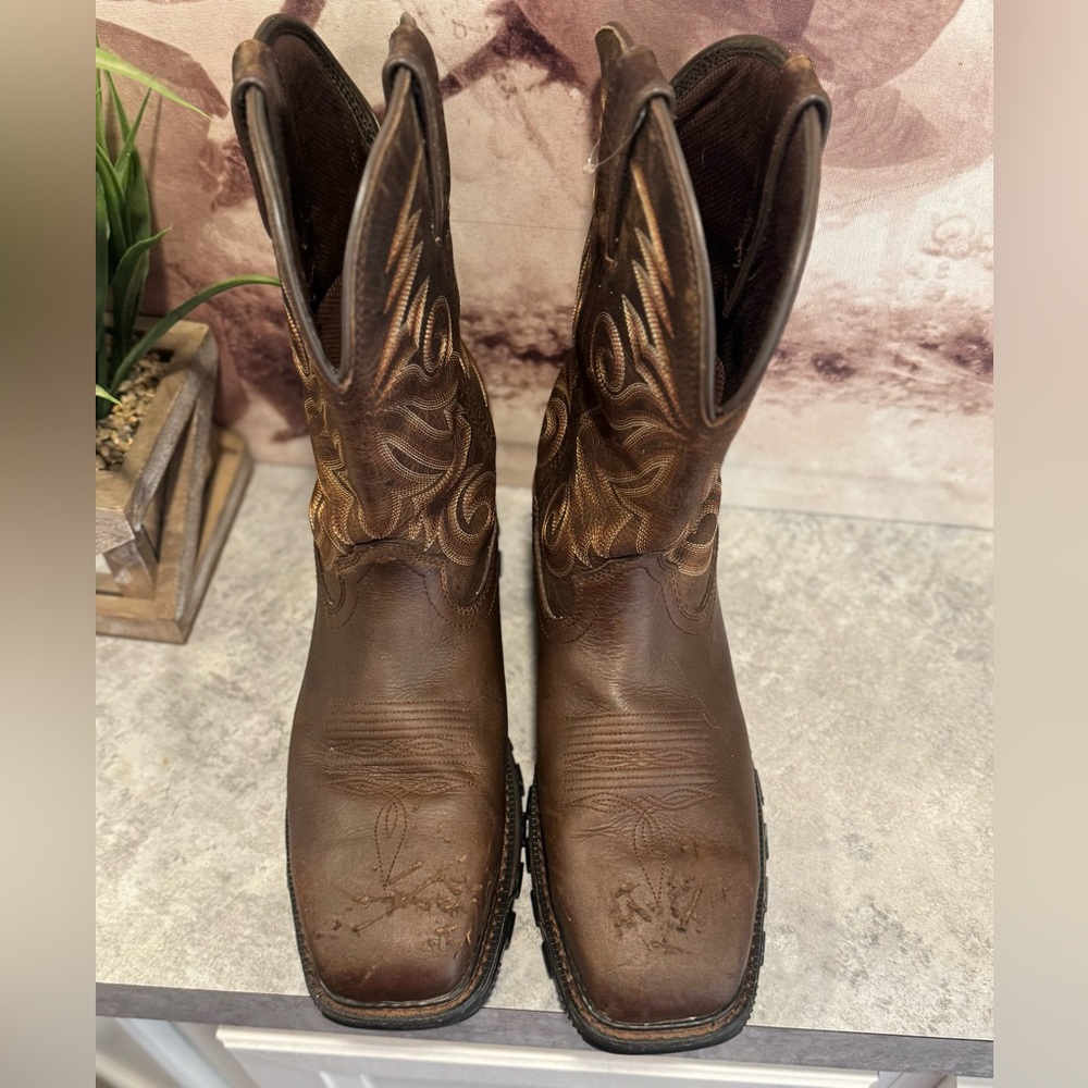Men's Durango Maverick XP Waterproof Cowboy Work Boots, Brown Steel Toe Size 10M - Picture 4 of 7